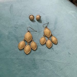 Nordstrom off the rack, gold and yellow/ cream earrings, set of two